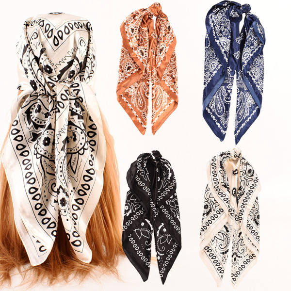 90x90cm Stora Kvadratiska Polka Dot Halsdukar för Kvinnor 4-pack Silkeslena Huvuddukar Bandanas Hårscarf Halsduk Sov