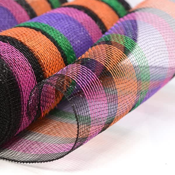 Deco Mesh 10 tommer x 9 meter per rull, sett med 2 Halloween flerfarget