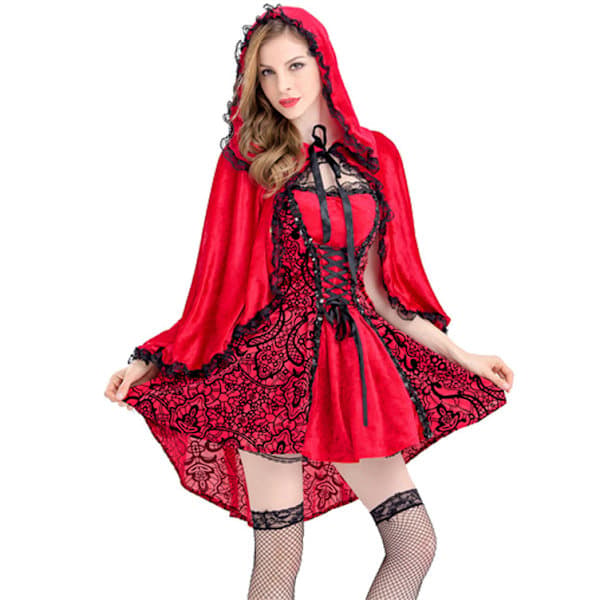 Rødhætte Kappe og Kjole til Voksne - Plus Size Kostume til Forestillinger Halloween & Jul L