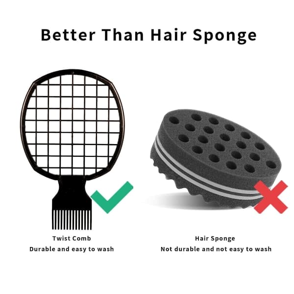 2 stk. Twist Combs, Opgraderet Hårsvamp Børste Twist Comb, Bedre end Hårsvamp til Mænd Kvinder Krøller (Sort)