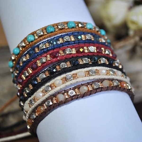 Perle Armbånd Flettet Flettet Bomuld Væv Voks Reb Kæde Boheme Armbånd Retro Justerbar Armbånd Håndlavet Venskab for Kvinder Pige