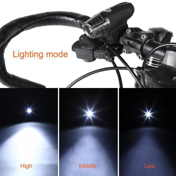 OUTAD Ultra Kraftig LED Forlygte - USB Genopladelig - Til Mountainbikes - Sort