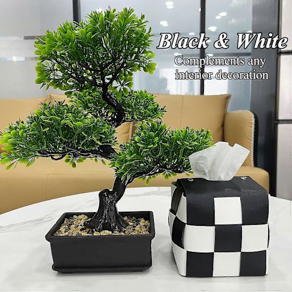 1 stk. Tissue Box Holder, Cube Tissue Box Covers, PU Leather Square Tissue Holder, Moderne Serviettpapir Dispenser