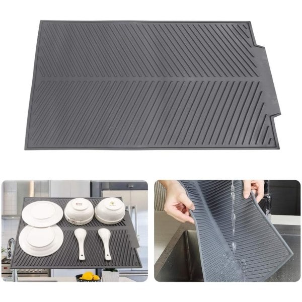 Foldbar afløbsmåtte, 43x33CM silikone afløbsmåtte opvaskemåtte afløbsbræt køkkenafløbsmåtte universel afløbsmåtte