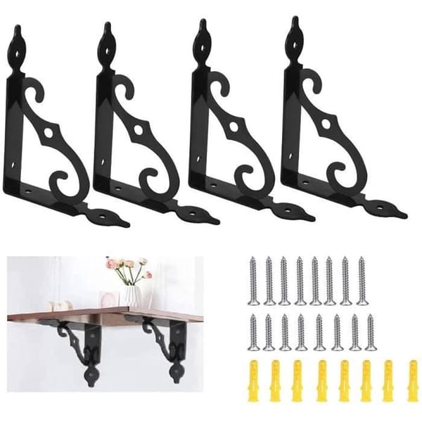 É Fästkonsol - Svart - 4-pack - 140x110mm - Järn - Multifunktionell