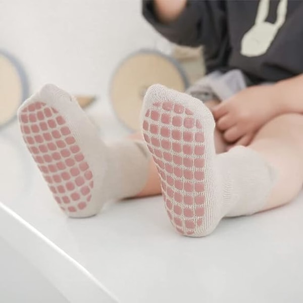 5 par Baby Kids Anti-skli sokker Bomull sklisikre Ankelsokker Dyr