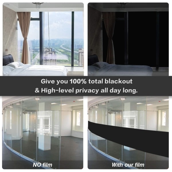 Total Blackout Window Film 30x200cm, Blackout Window Cover