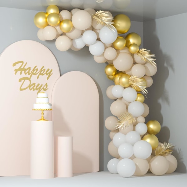 Hvidt sand guld ballonbue guirlande sæt 60 stk 12 tommer sand hvid og metallisk guld ballon sæt til fødselsdag jubilæumsfester og boho bryllup