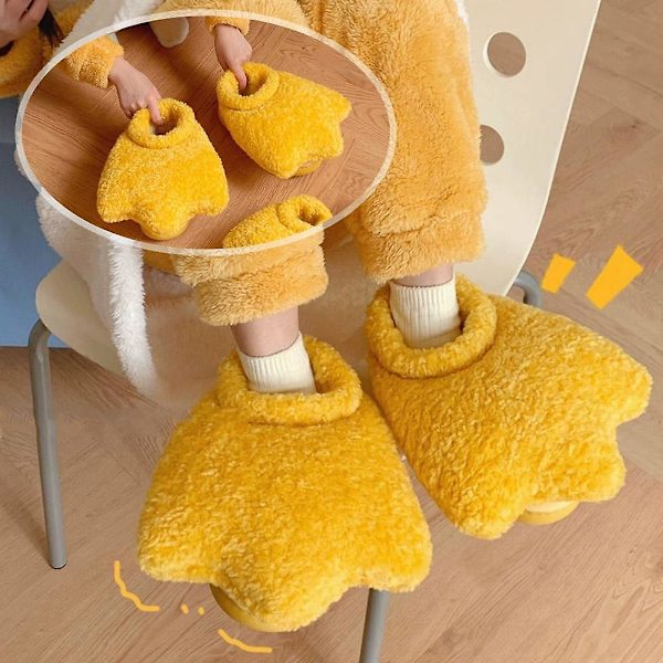 Plushtofflor med rosett i form av en söt and med simfötter - Varma och mysiga 36 to 37