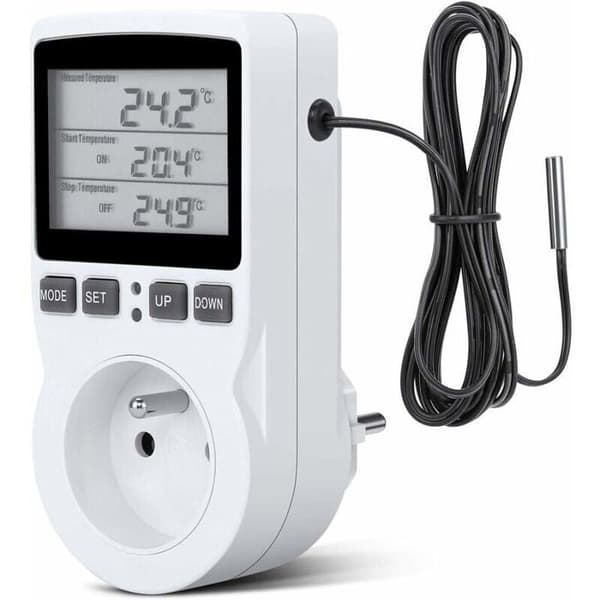 Programmerbar Plugg - LARGEIGHT - Digital Termostatplugg - 3680W - 16A - Innendørs