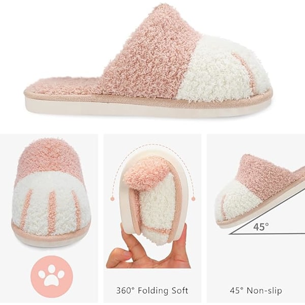 Søte dyresko for kvinner, vintervarme minneskum innesko, sko for jenter, kreative gaver (5/6 UK) Pink