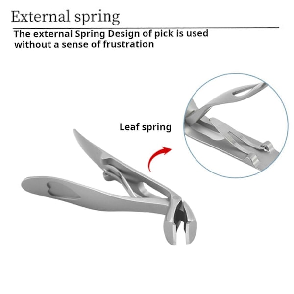 Nagelklippare med metallnagelfilar Ergonomiskt vinklat huvud Tånagelklippare Set Rostfritt stål Tjock A Silver