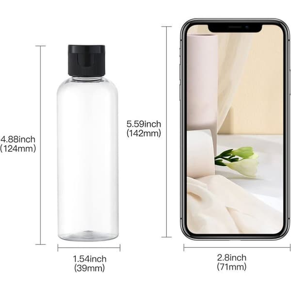 100 ml flip-top flaskor (5-pack), påfyllningsbara kosmetikflaskor för resor - Transparent