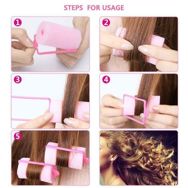 24 st Sponge Cushion Hair Rollers Curlers DIY Curls Tool Kit DIY
