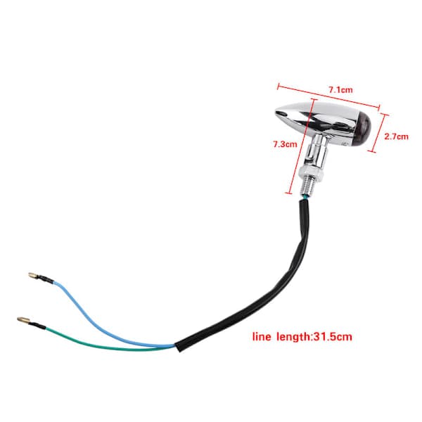 2 stk. Motorcykel Bullet Amber LED Blinklys Indikator Lys Lampe Sølv