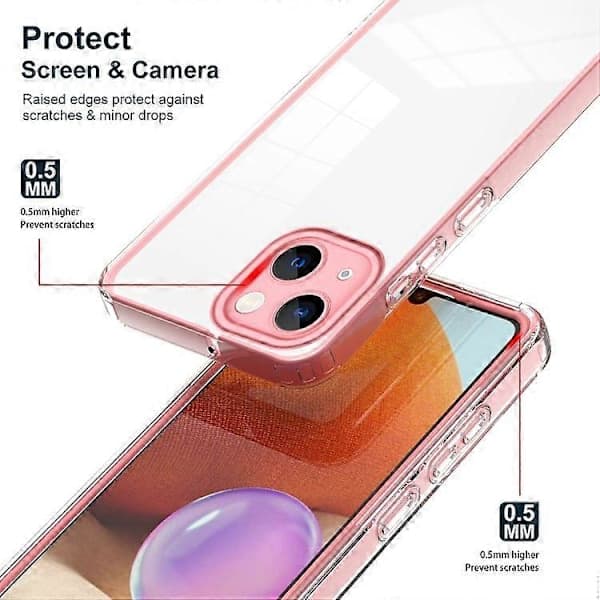 iPhone 15:lle 3-in-1 Läpinäkyvä TPU Väri PC-kehys Puhelinkotelo