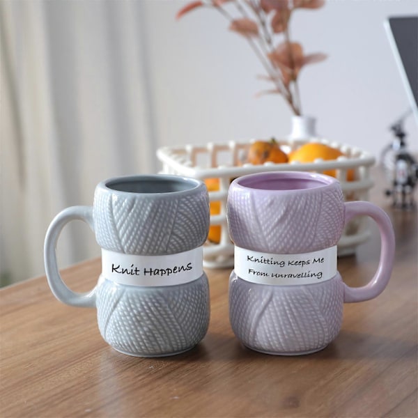 Nyhet Stickad Presentmugg Färgglad Garn Dumpling Mugg Jul Födelsedag eller Mors Dag Present Purple 301-400ml