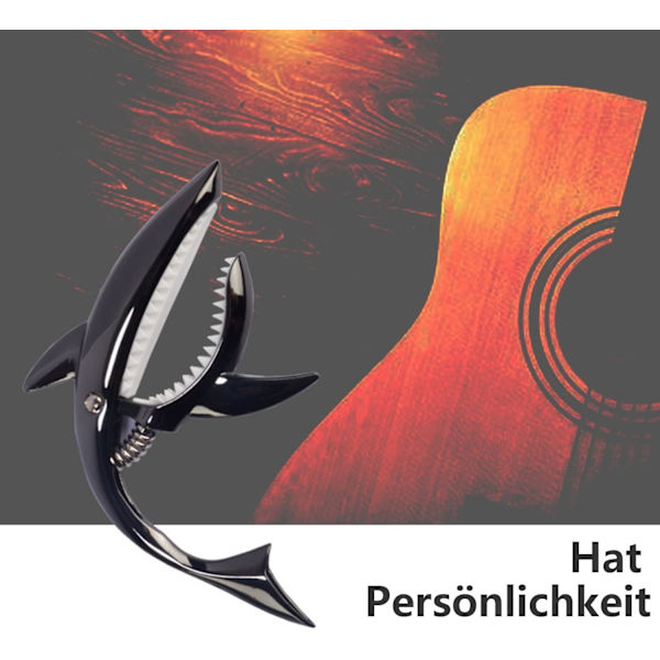 2 x capo shark capo lavet af zinklegering til akustiske og elektriske guitarer, ukulele 6 + 12 strenge med godt greb, uden båndbuzz og holdbar (sort)