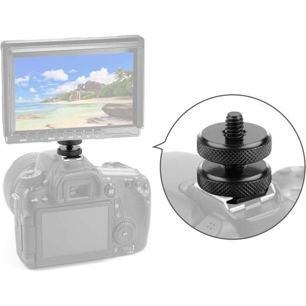 Kamera Hot Shoe Mount til 1/4"-20 stativ skrueadapter, Flash Shoe Mount til DSLR kamera rig (pakke med 2)