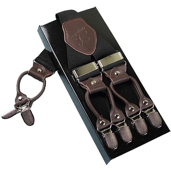 Herre Seler Y-Style Seler One Size Justerbare Seler Bukser Seler Salopette Seler Stærke Metal Klips Herre Seler (Sort)