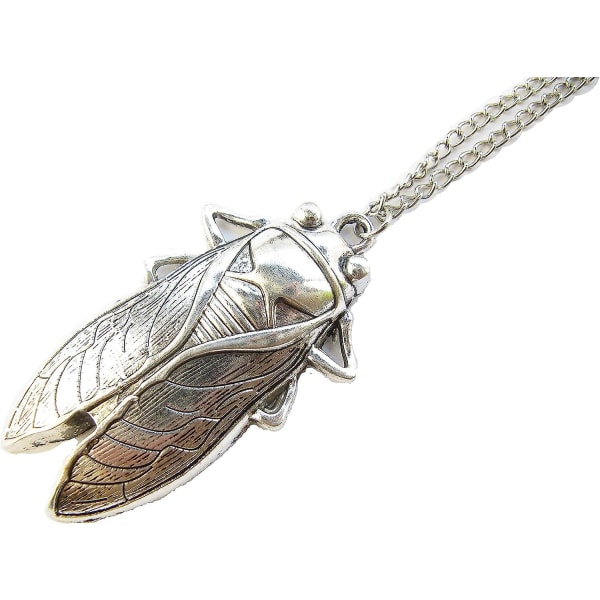 Cicada halsband, cicada hänge halsband, antika silver insekt halsband, cikada smycken, buggsmycken