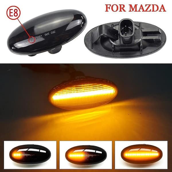 2x Til Mazda 2 3 5 6 Bt-50 Mpv 2004 2005 2006 Led Dynamisk Blinklys Sidemarkeringslys Sekventiel Blinker Lampe Banmo 2PCS Dynamic Crystal