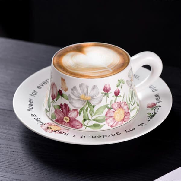 Kinesiska tekoppar och fat Espresso Latte Mugg för födelsedagspresent Bröllopsmjölk