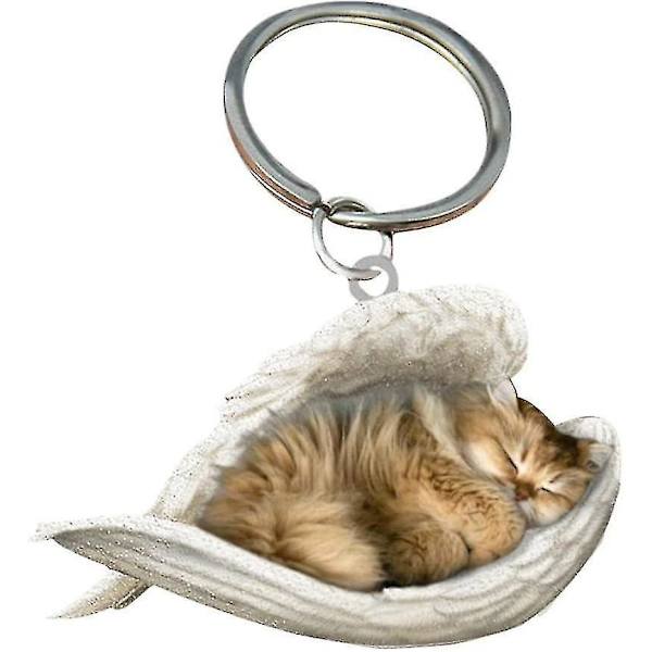 2 st Angel Sovande Hund Akryl Nyckelringar Hängsmycken Heminredning Prydnader Kontorsmaterial Presenter A british longhair cat