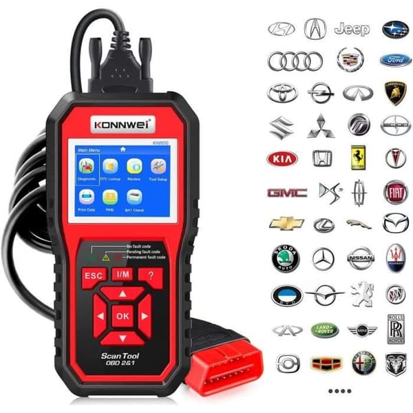 OBDII-skanner - 10-modus bilkodeleser, full diagnostikk og lesing av motorvarsellampe