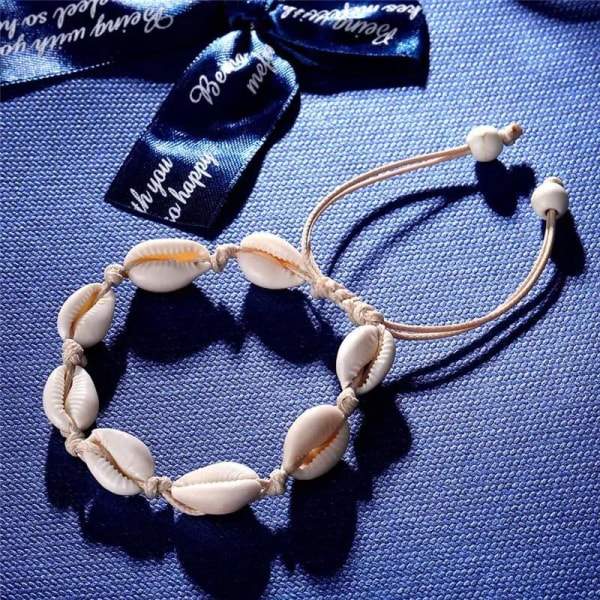 Fotlänk fotkedja fotkedja och armband - Vita snäckor Vit