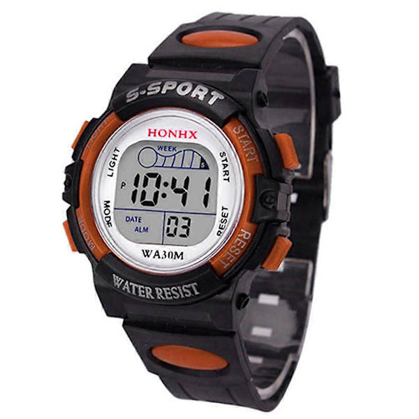 Mænds Studenter Mode Digital Multifunktionel Alarm Sports Armbåndsur Orange