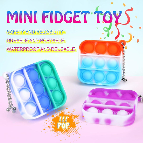 15 st Mini Pop Fidget Nyckelringar Party Favours, Silikon Squeeze Pop Bubble Fidget Bulk Sensory Toys, Pop Nyckelring Bubble Pop Toy Party Bag Fillers
