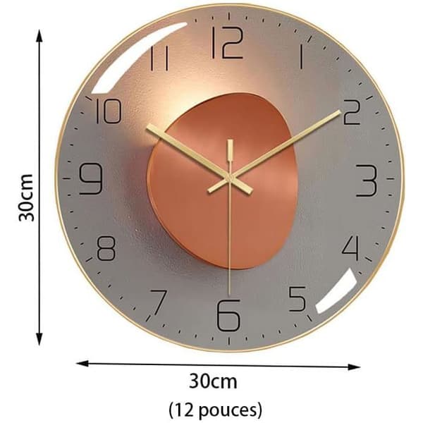 Modern tyst väggklocka, 30 cm digital väggklocka, rund kvarts digital väggklocka (guld)