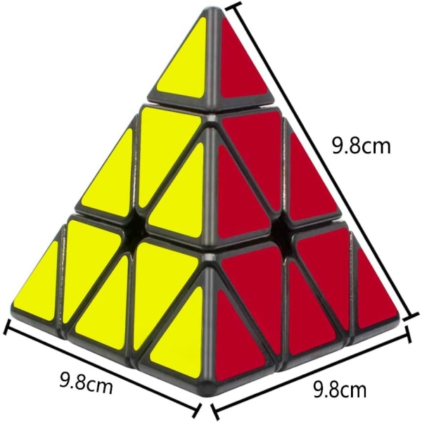 Magic Cube, Pyramide Trekant Puzzle Cube med PVC-klistermærker til voksne og børn, sort