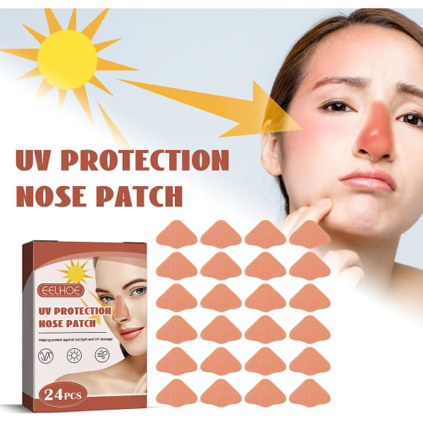 24 sæt Solbeskyttelse Næseplaster Ultraviolette stråler Beskyttelse Næsebeskytter Til Mænd Kvinder Sport Solbrun Udendørs Fff som vist