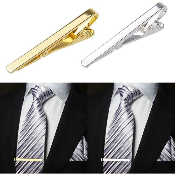 Mode för män, enkel slips i metall, knytstång, klämma, klämma, klämnål (guld)