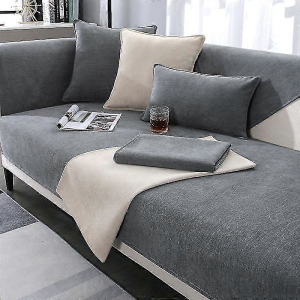 Halksäker Vintage Soffa Skydd Filt - Soffa Skyddande Överdrag Grey 70x180cm