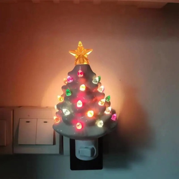 Joulupöydän keskelle LED-puu Halloween-koriste Keramiikkapuu Joulukuusi Kurpitsa Valoisa Halloween-koristeet 15,1 cm