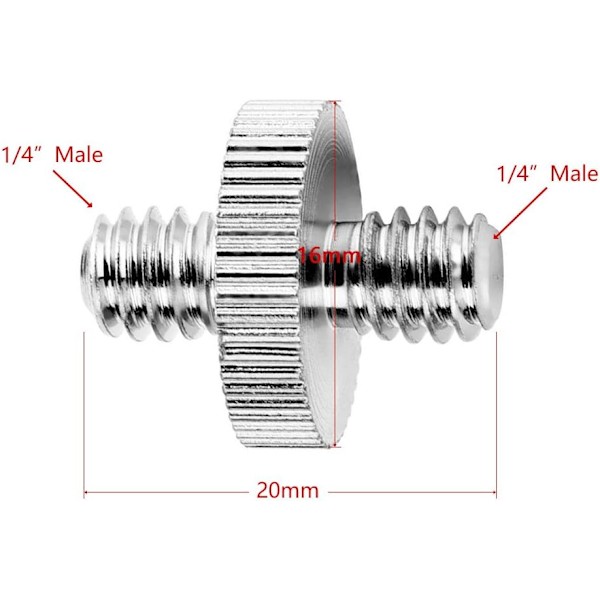 1/4\"-20 naar 1/4\"-20 mannelijke schroefadapter voor statief Standaard statiefbevestigingsschroef Camera schroefadapter Converter, Precisie gemaakt (2 stuks)