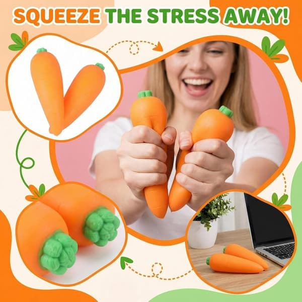 Morots-Squishy, Morots-Squishies Långsamt Stigande Sensorisk Kläm-Stressavlastningsleksak Realistisk Grönsaks-Fidgetleksak (1 st)