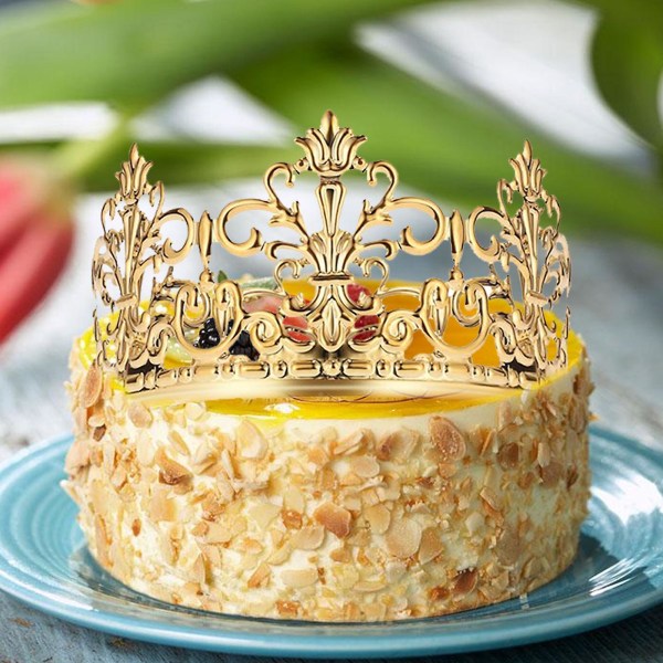 Cake Topper Realistisen näköinen metallinen kruunu Cake Topper Royal -teemalla Baby Shower -sisustus S Rose Gold