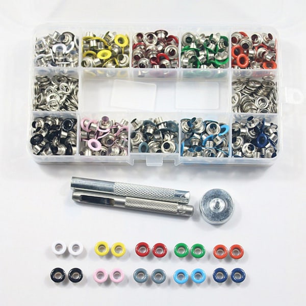 Eyelets Button Grommet Tool Kit Kannettava rei'itys Manuaaliset sarjat, jotka sopivat kengille Nahka Tee itse