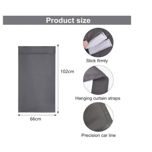 Termisk isolert blendingsgardin for terrassedør, 66 x 102 cm, mørkegrå, enkeltpanel