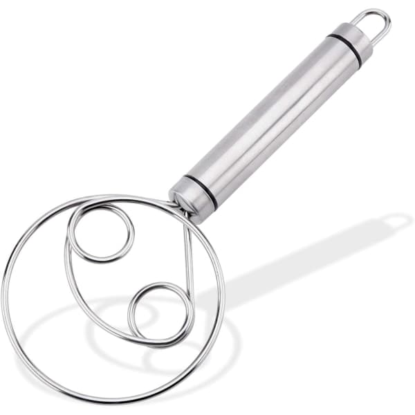 Dansk dejblander i rustfrit stål, manuel dejskraber og melspiralpiskeris, blender