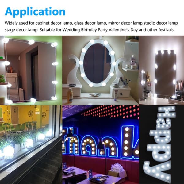 Hollywood-stil LED-lys sminkebord USB-speil 6pcs
