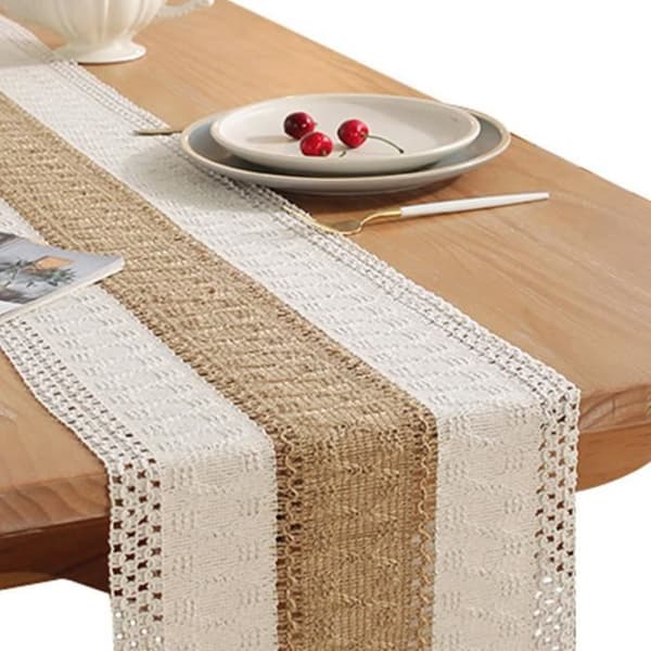 Bordløper - Vvikizy - 71 tommer - Naturlig bomull - Beige - Rustikk stil