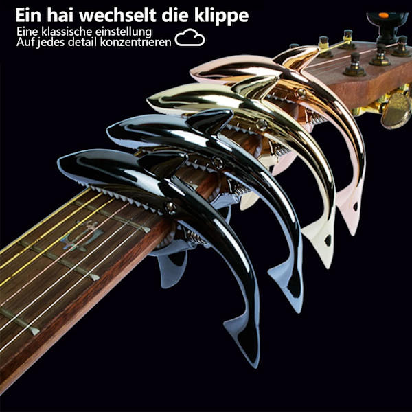 2 x capo shark capo lavet af zinklegering til akustiske og elektriske guitarer, ukulele 6 + 12 strenge med godt greb, uden båndbuzz og holdbar (sort)