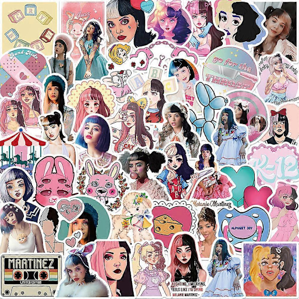 50-pakkaus Melanie Martinez -tarroja ja tarrakuvia vesipulloille, rullalaudoille, kannettaville tietokoneille, matkatavaralaukuille, puhelimille ja graffitiin