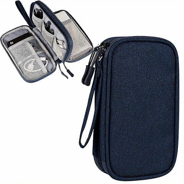 Vanntett Oppbevaringsveske for Elektronisk Tilbehør - Bærbar Reiseveske for USB-minne, Harddisk, Hodetelefoner og Mer Blue Single Layer