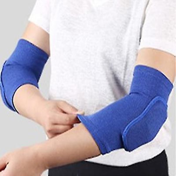 Elastiske Albuenbeskyttere Tykk Svampe Albuen Knebeskyttere Vakt Basketball Volleyball Sport Armhylse Pute Voksne Barn 2pcs blue XS